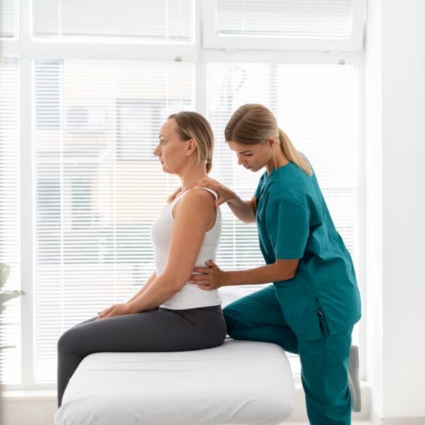 Educational posture coaching session in a bright Toronto studio